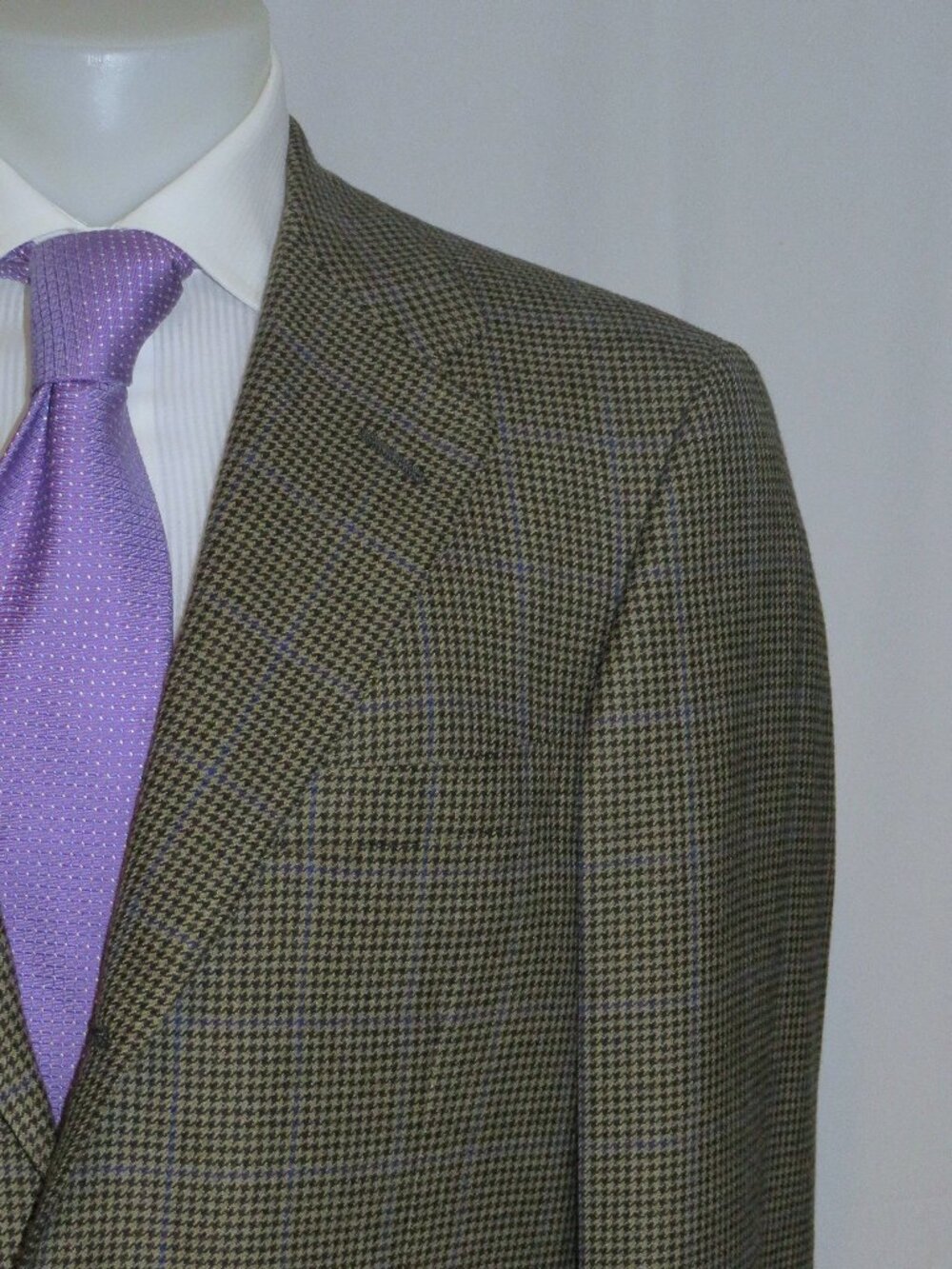 OXXFORD Brown Houndstooth Brahmin Wool Three Button Sport Coat 40R